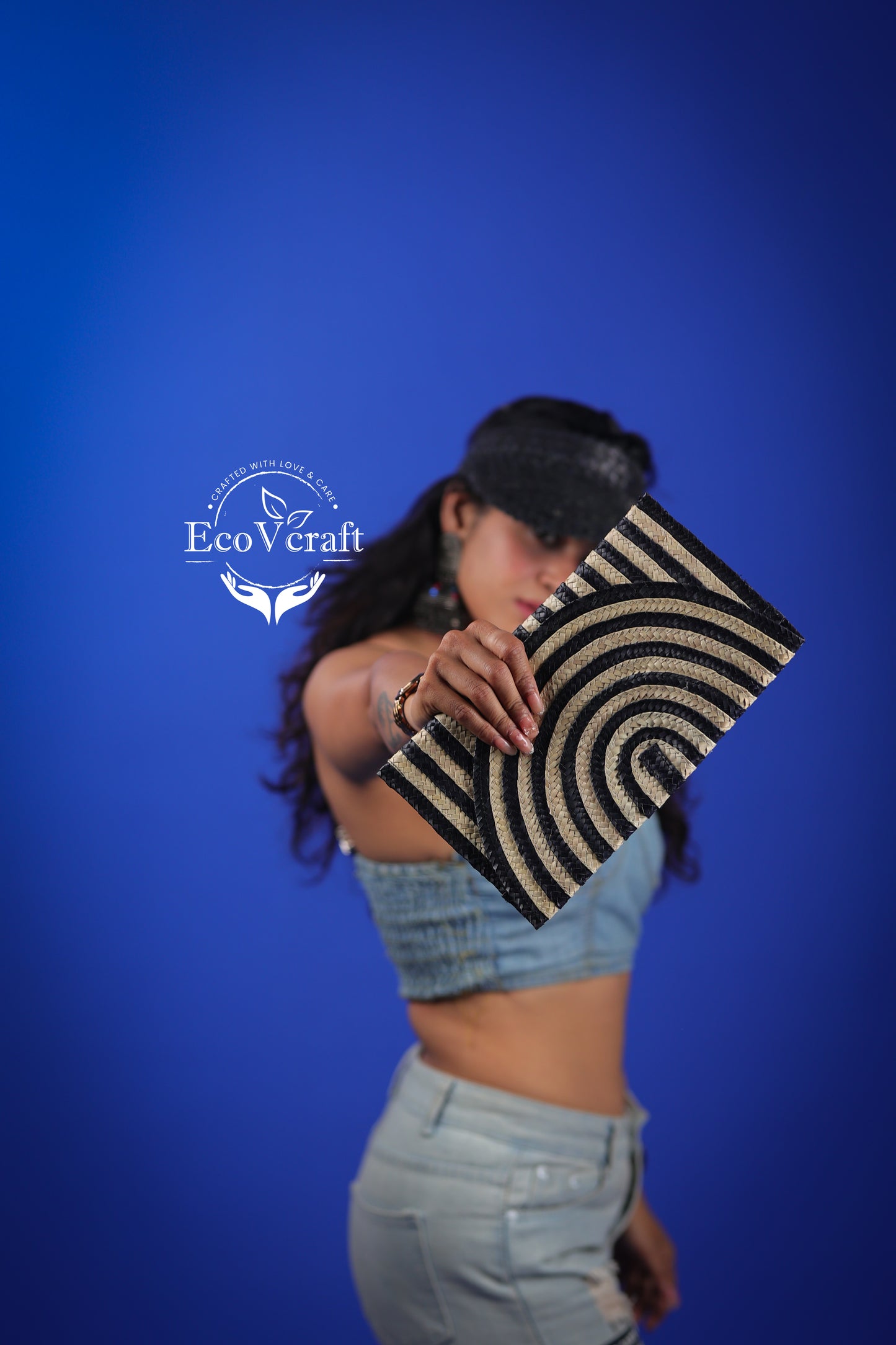 Envelope Natural Black Rectangular Clutch Bag