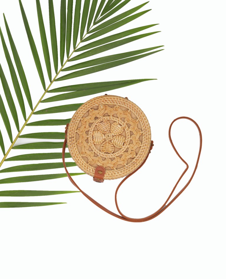 Hippie Leaf Brown Round Bag