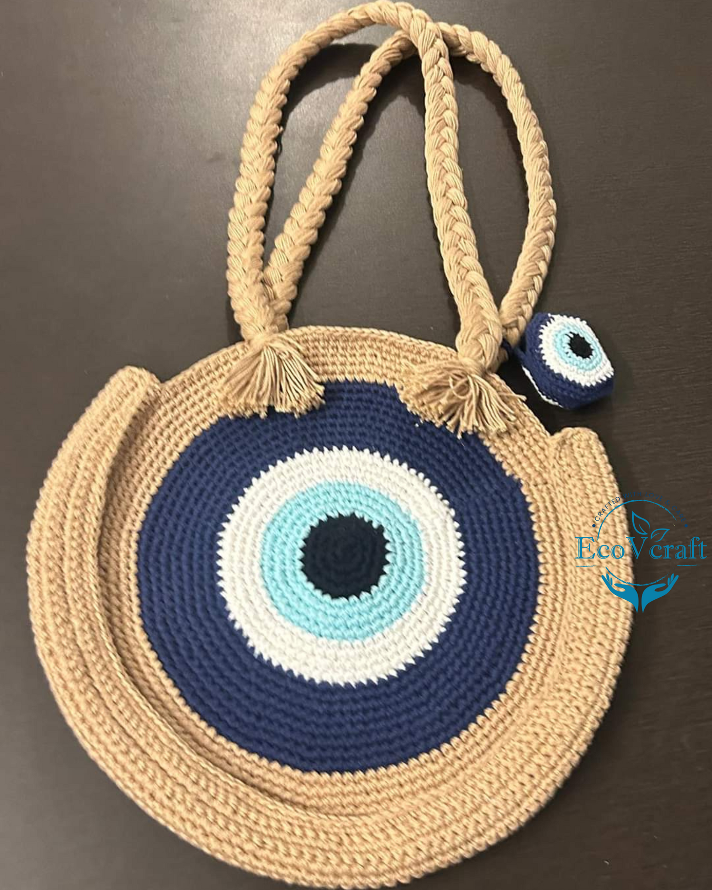 Evil Eye Round Crochet Hand Bag