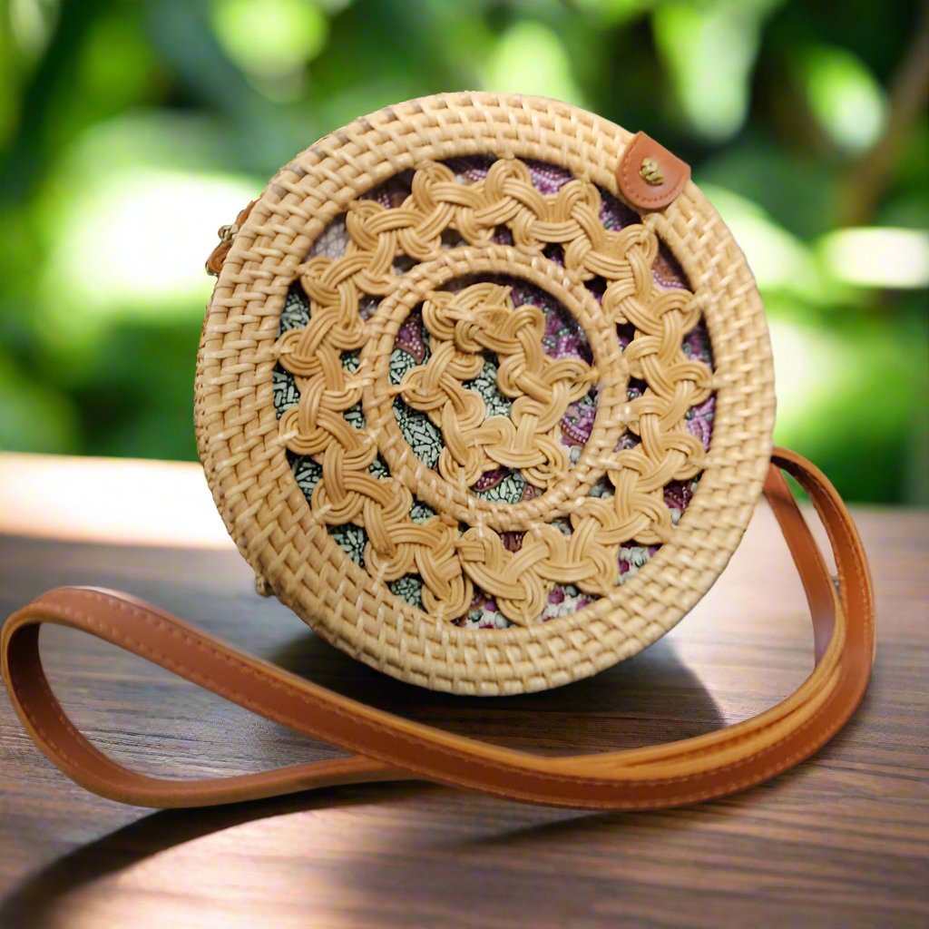 Double Ring Brown Round Sling Bag