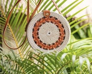 Eco Bliss Brown Ring White Round Bag