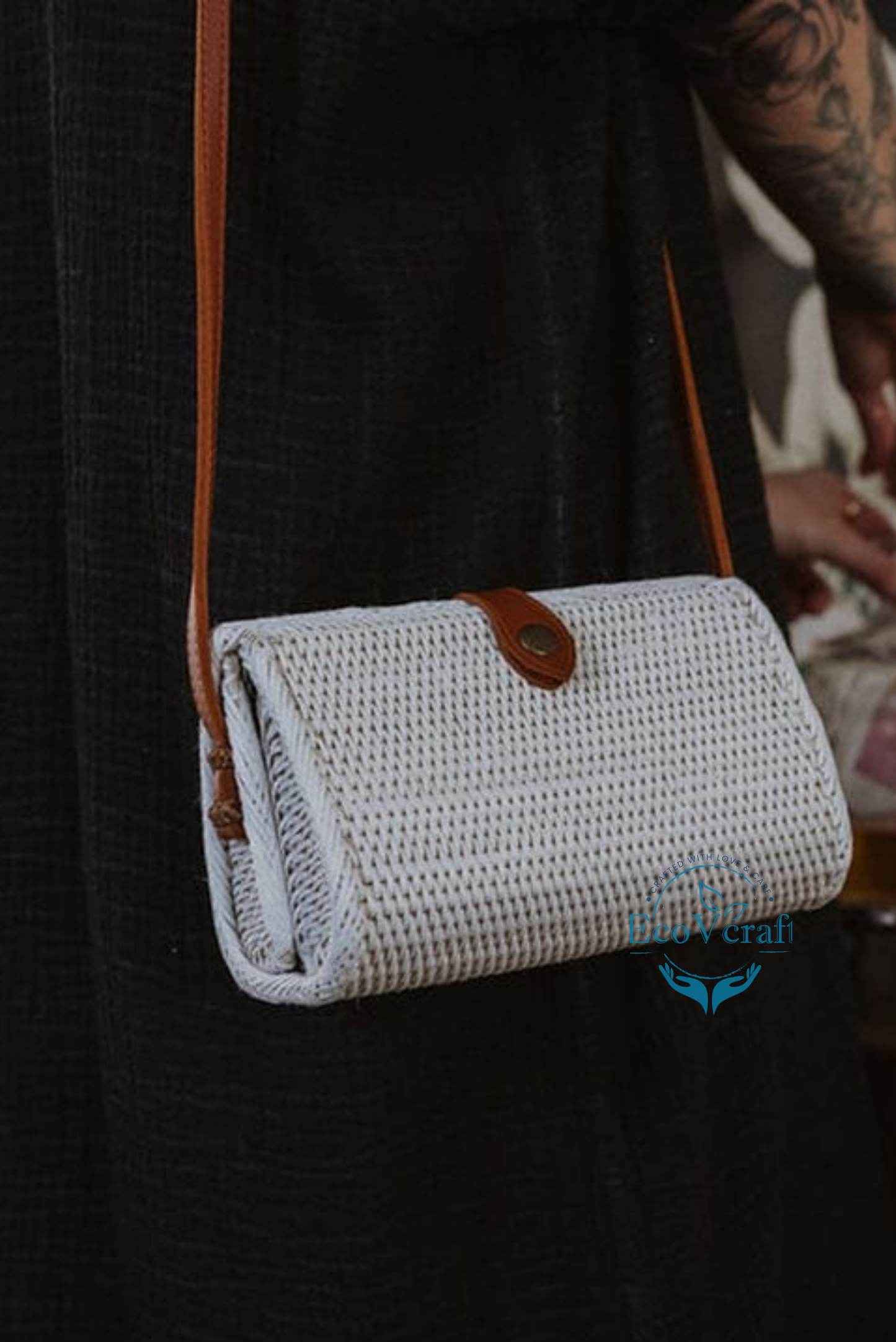 Classic White Triangular Crossbody / Clutch Sling Bag