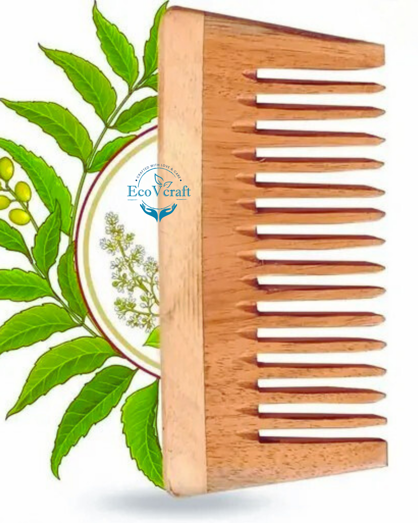 Neem Wood Comb – Fine and Wide Teeth