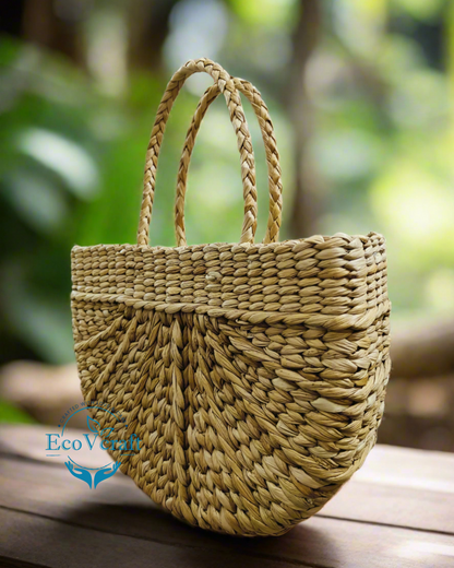 U Shape Kauna Grass Handbag With Zip