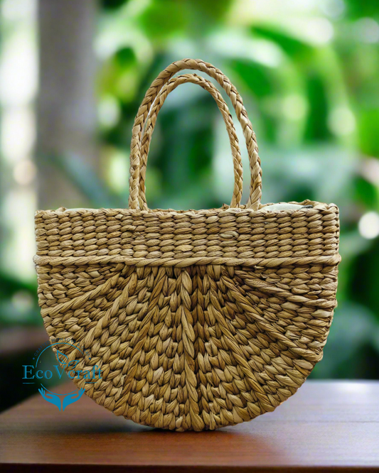 U Shape Kauna Grass Handbag With Zip