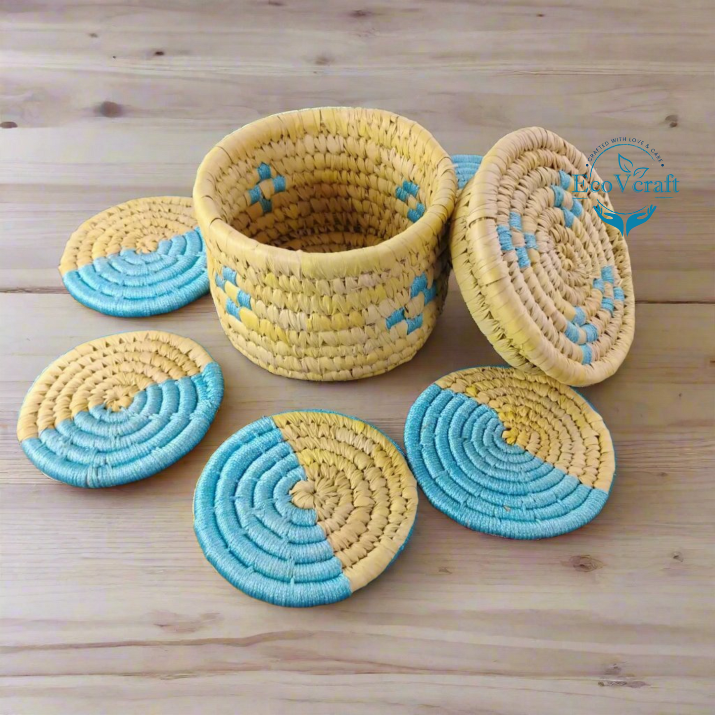 Sabai Small Basket with Coasters ( Set of 6 )