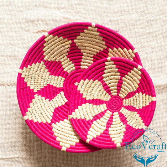 Sabai Handwoven Grass Wall Decor / Basket - Pink