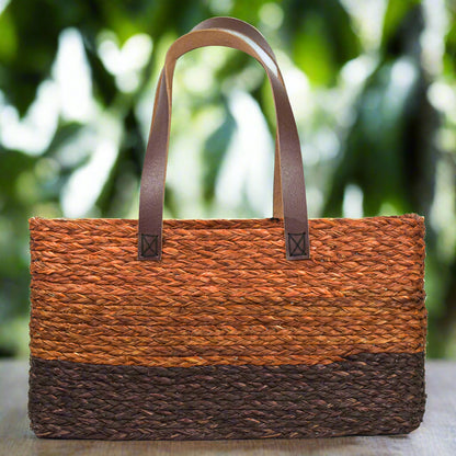 Handmade Sabai Grass Outdoor Bag - Orange & Purple