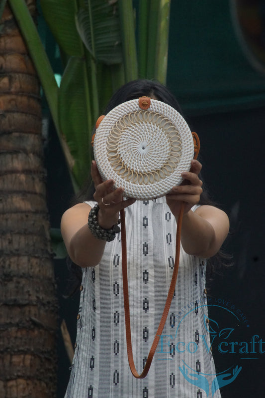 Sunshine white Round Sling  Bag