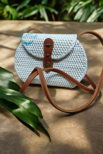 U Shape White Crossbody Sling Bag