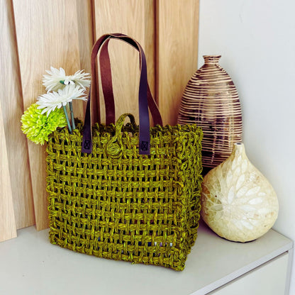 Handmade Sabai Grass Mesh Bag - Turmeric