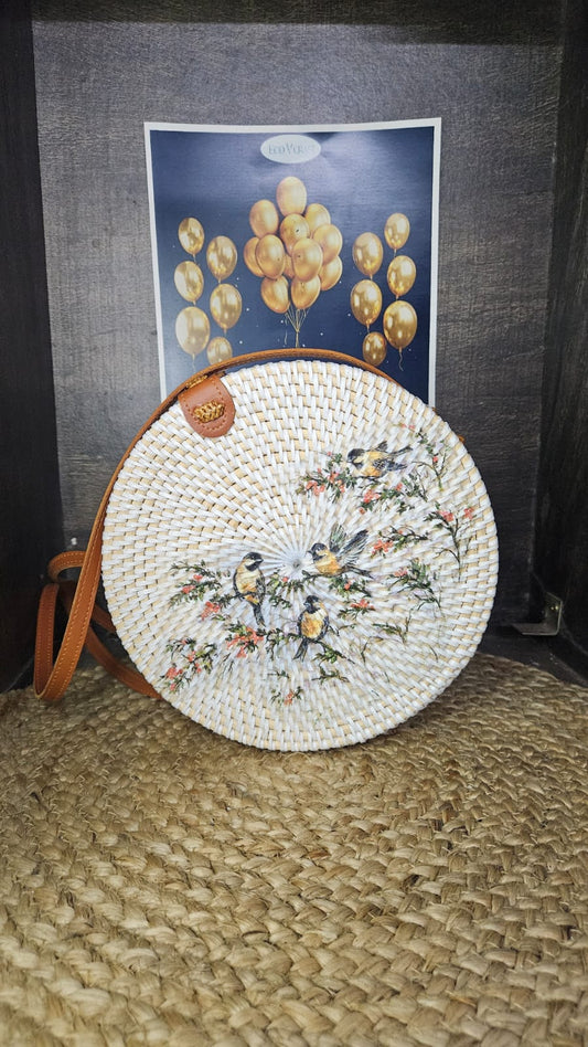 Sparrow White Round Sling Bag