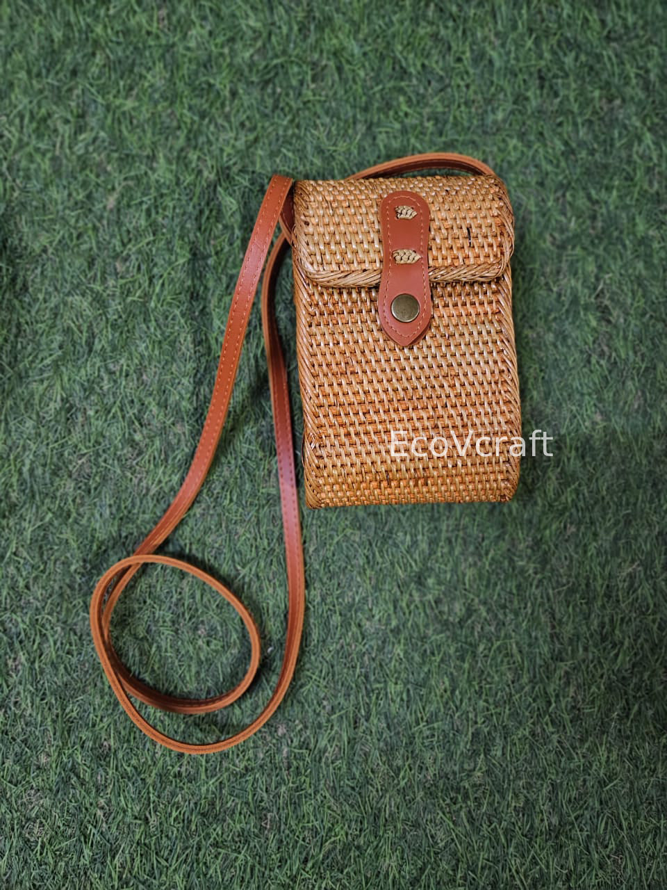 Mobile Wallet Brown Rectangular Bag
