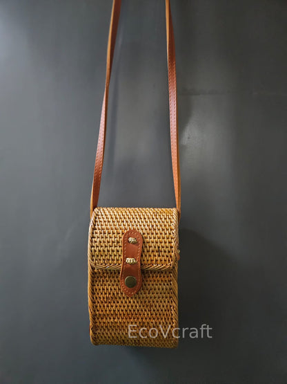 Mobile Wallet Brown Rectangular Bag