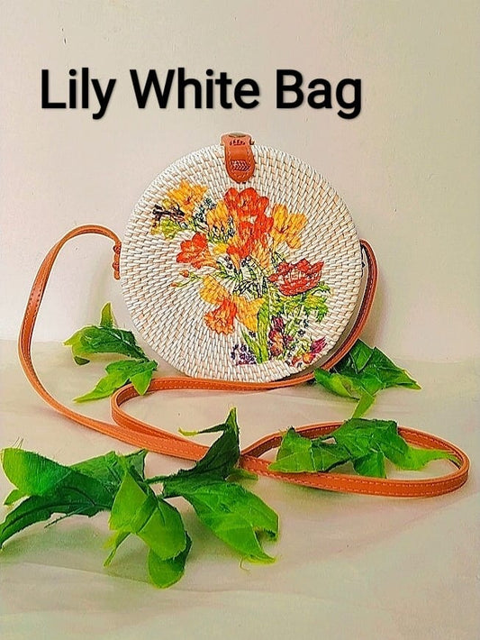 Lily White Round Sling  Bag