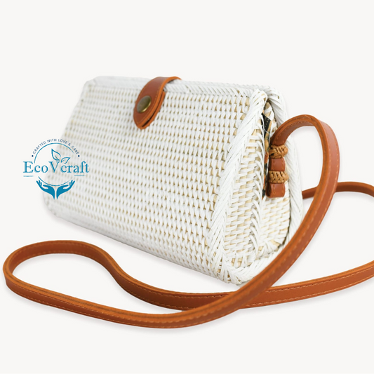 Classic White Triangular Crossbody / Clutch Sling Bag